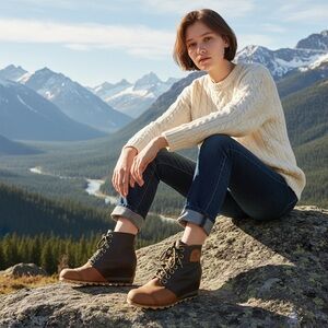 Sorel boots PDX lexie coated canvas and brown Nubuck leather wedge waterproof 9